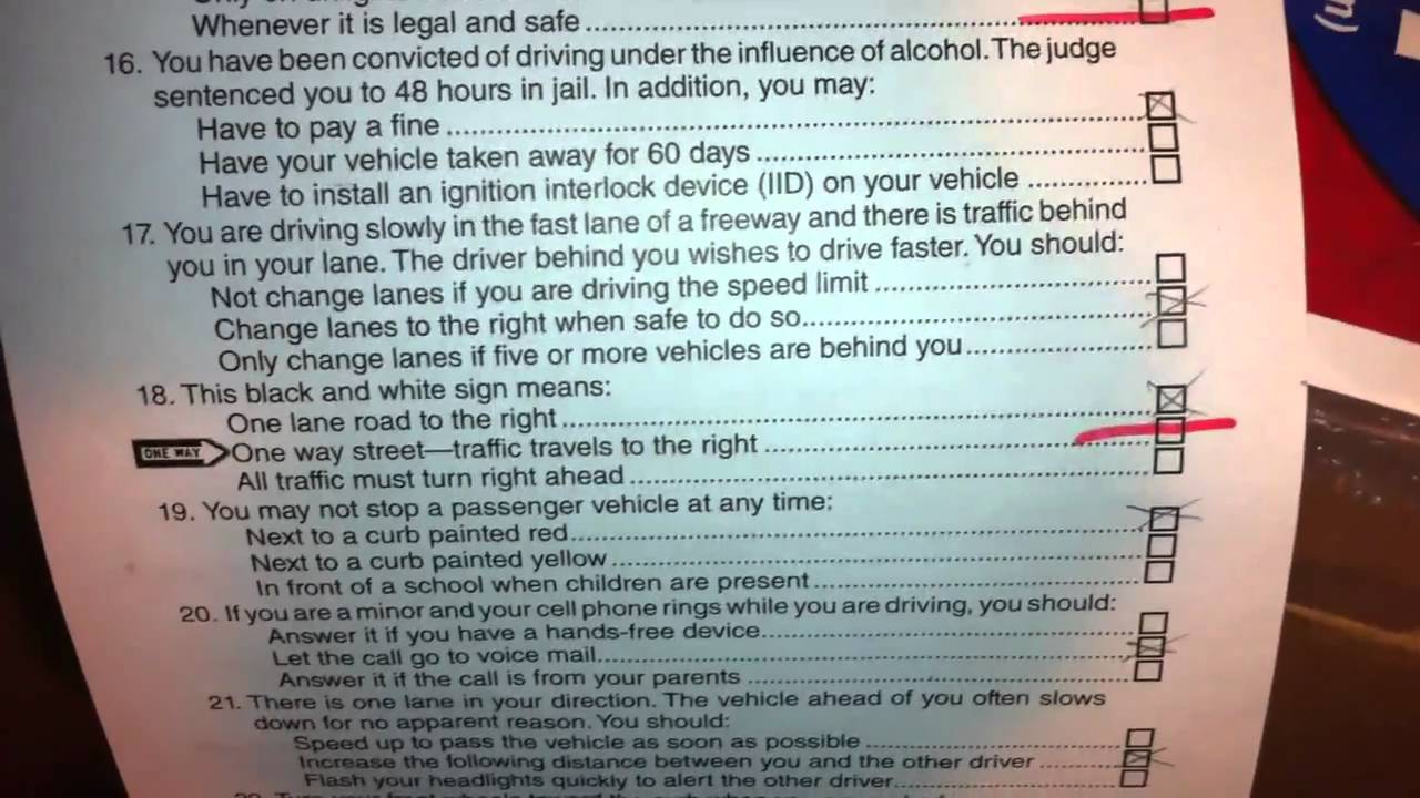 Drivers License Written Test Answers